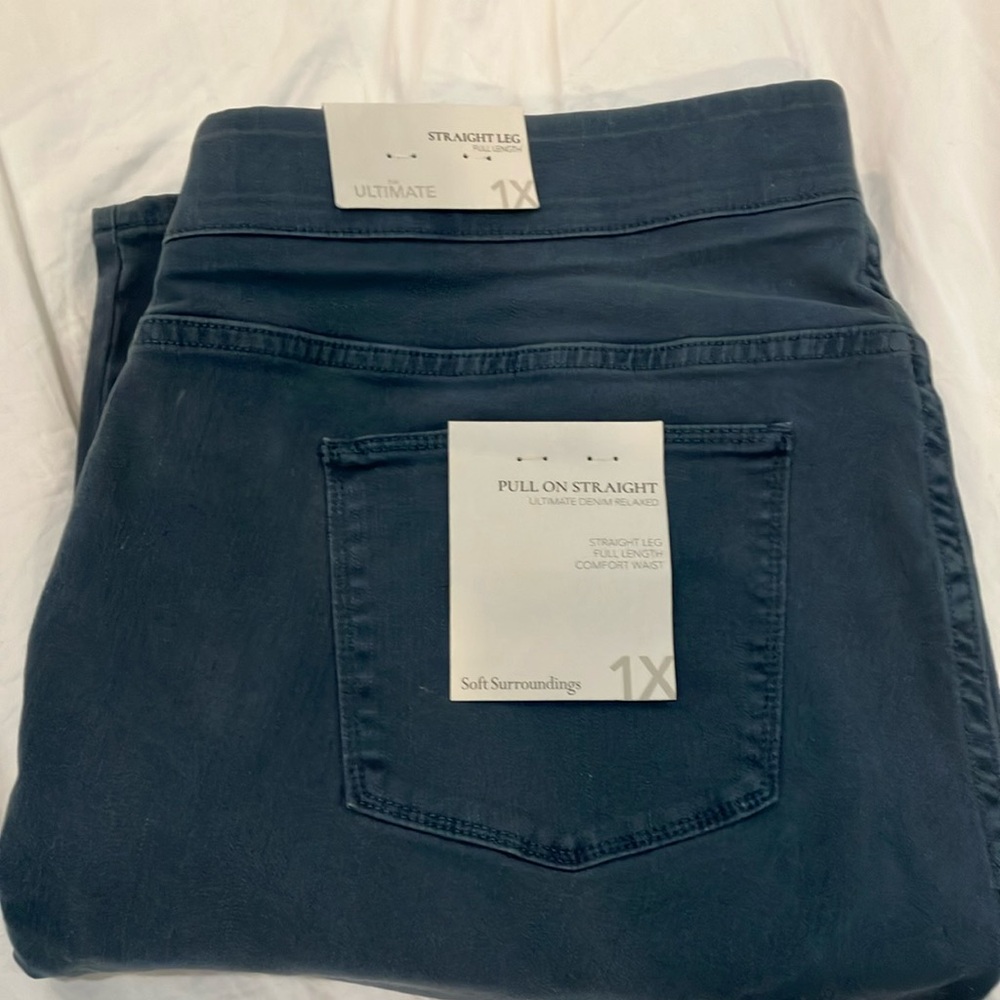 Soft Surroundings Ultimate denim pull on relaxed Straight Leg Jean 1x